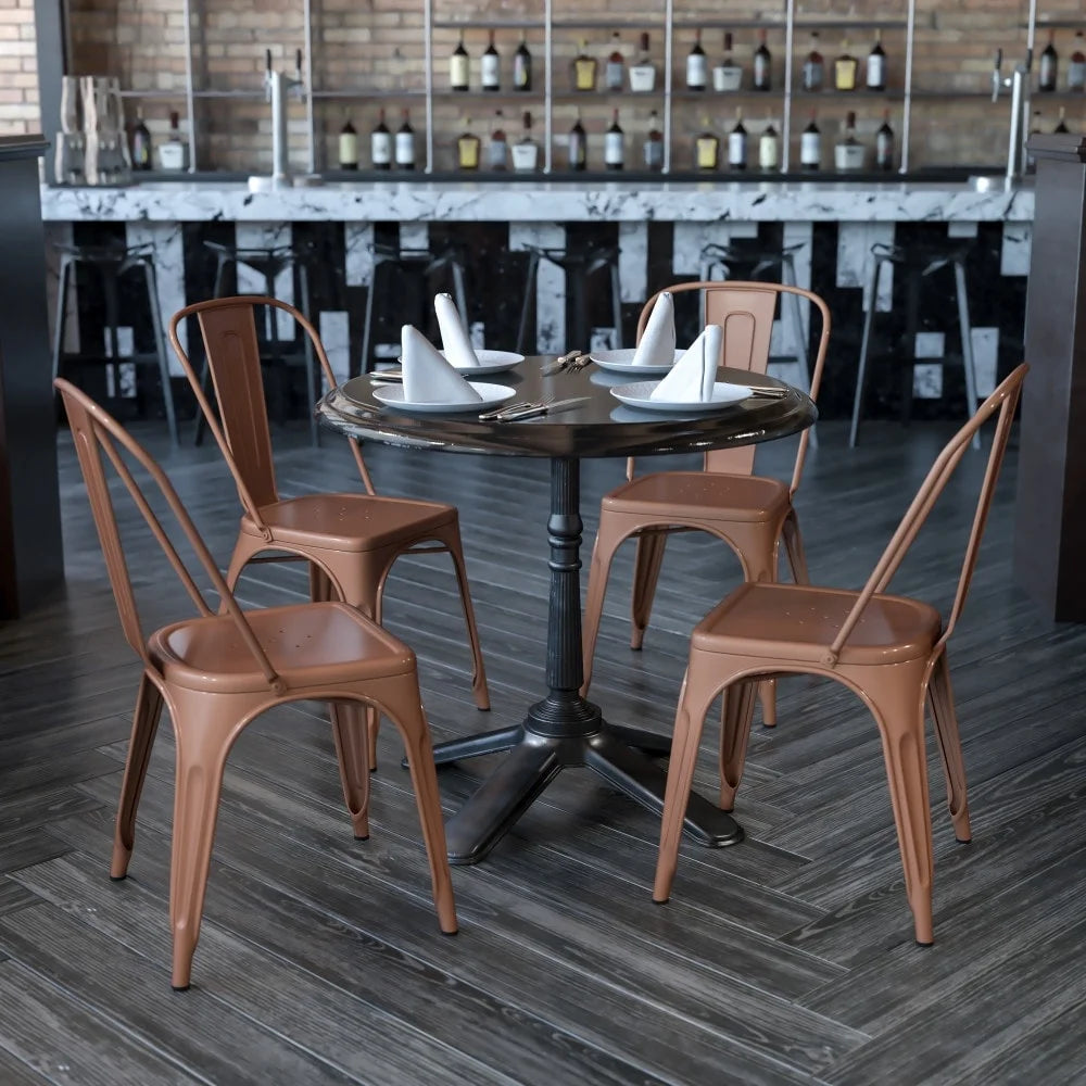 Red Metal Stackable Bistro Chair Set of 4 B262602