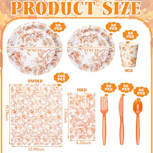 400 Pcs Fall Disposable Dinnerware Set for 50 Guest P8183