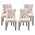 Beige Velvet Tufted Dining Chairs Set of 4 B252075