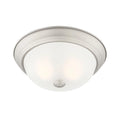 11 inch 2-Light Pewter Flush Mount Ceiling Light with Etched Glass Shade W395503