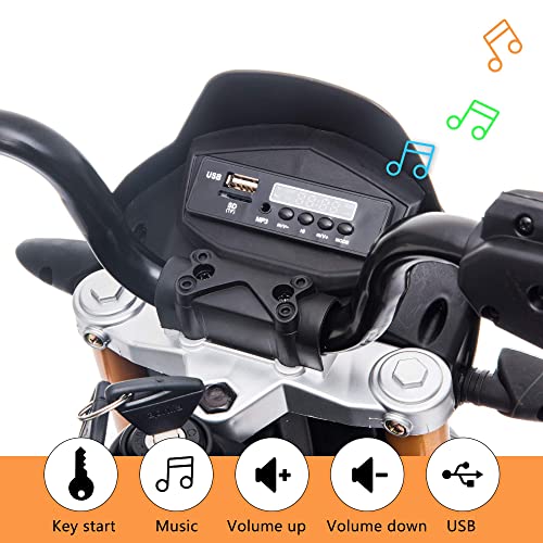 12V Kids Ride-On Motorcycle with Training Wheels, Spring Suspension, Lights, Music (Red) R7540