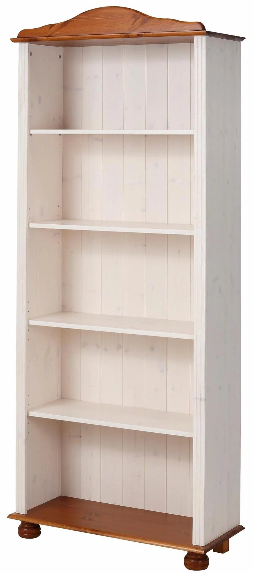 5 Shelf Open Bookcase, White and Honey X935