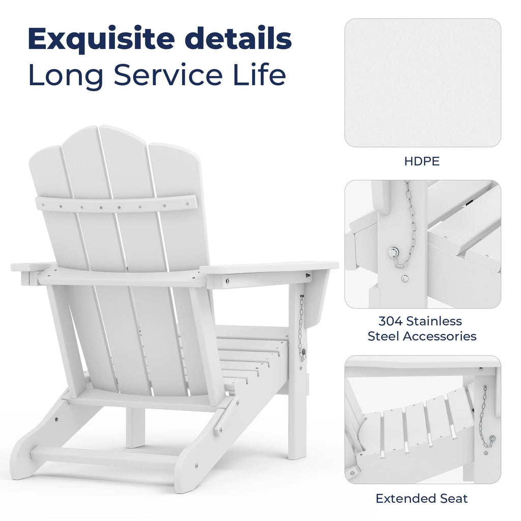 White HDPE Folding Adirondack Chair H7080
