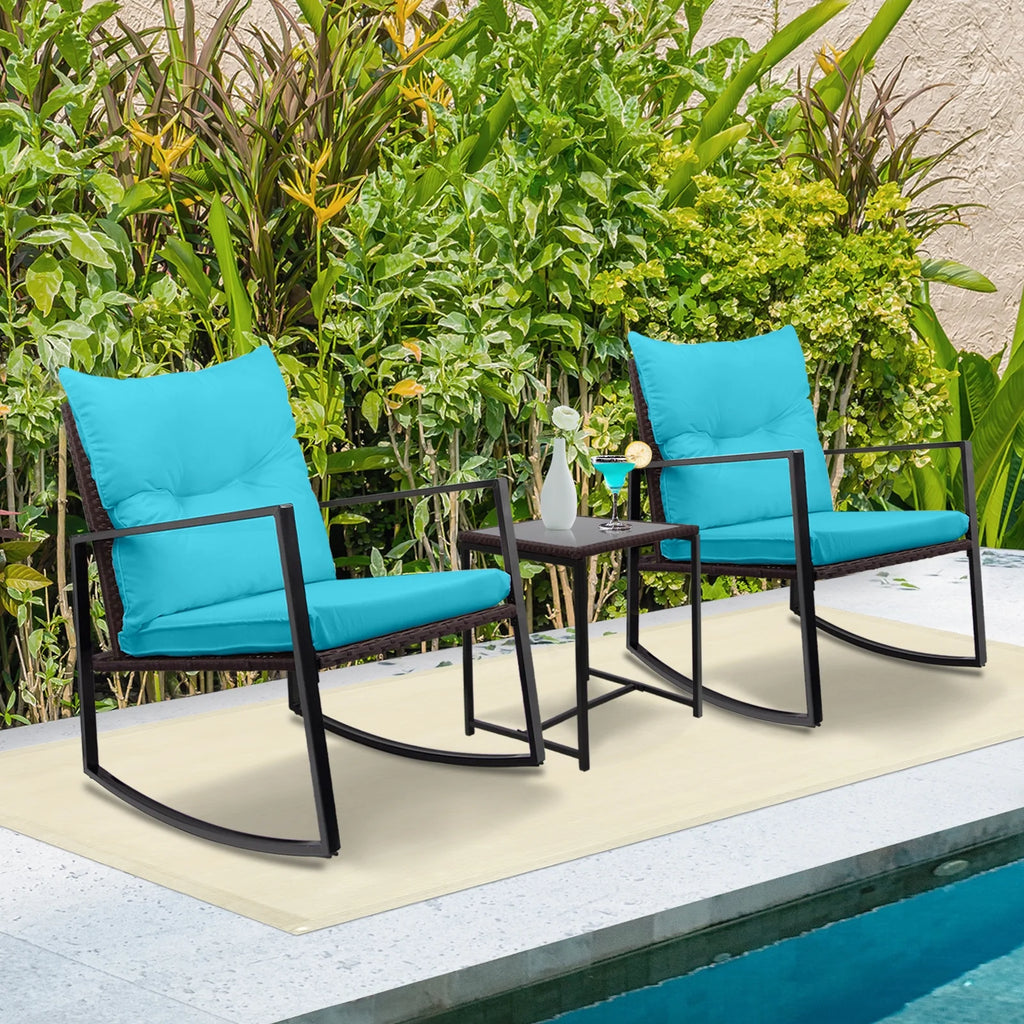 3 Piece Wicker Bistro Set with Glass Coffee Table Q577808