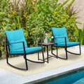 3 Piece Wicker Bistro Set with Glass Coffee Table Q577808