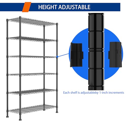 6 Wire Shelving Steel Storage Rack Adjustable Unit Shelves K8753
