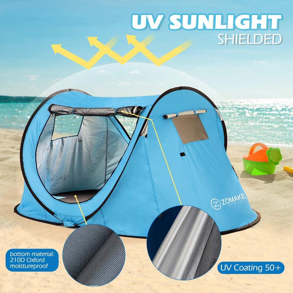 Pop Up Tent 3 4 Person Beach Tent Sun Shelter with UV Protection U711