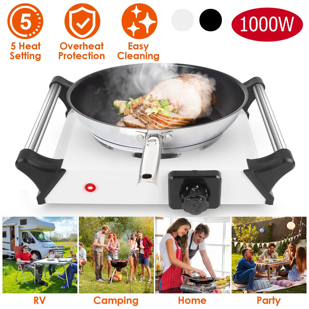 1000W Electric Single Burner Portable Hot Plate with 5 Temperature Adjustments V8926
