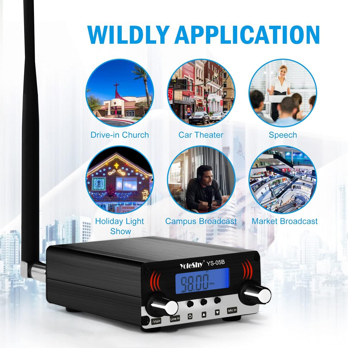 Black FM Transmitter with Antenna D75889