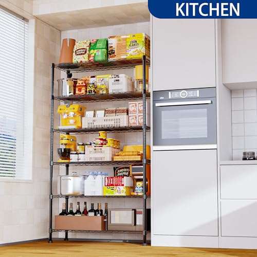 6 Wire Shelving Steel Storage Rack Adjustable Unit Shelves K8753