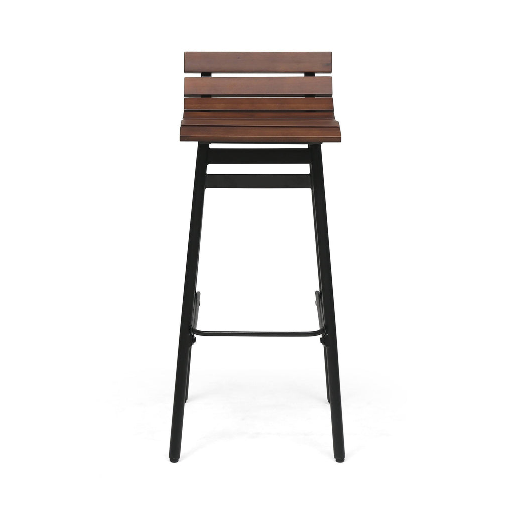 Wooden Barstool Set of 2 Dark Brown F8501
