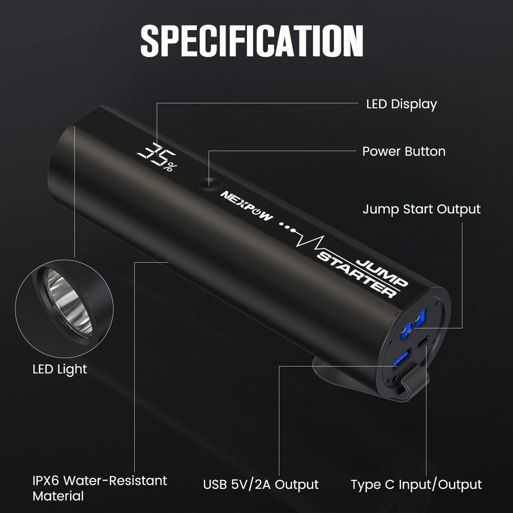 Car Jump Starter with LED Flashlight 2500A Peak 18000mAh Y197874
