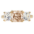 18K Yellow Gold Three-Stone Ring with Clear Simulated Diamond S31811