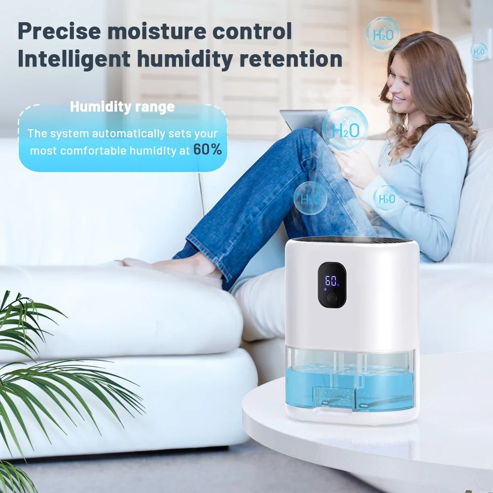 1000ml Portable Dehumidifier, Auto Defrost, Ultra Quiet, White E235