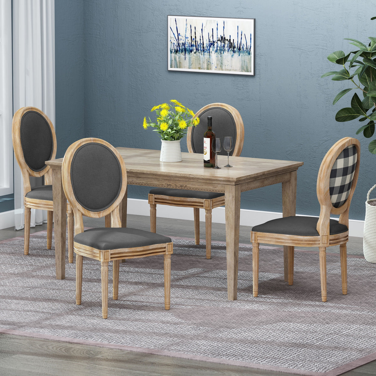 French Country Fabric Dining Chairs, Set of 4 T57667