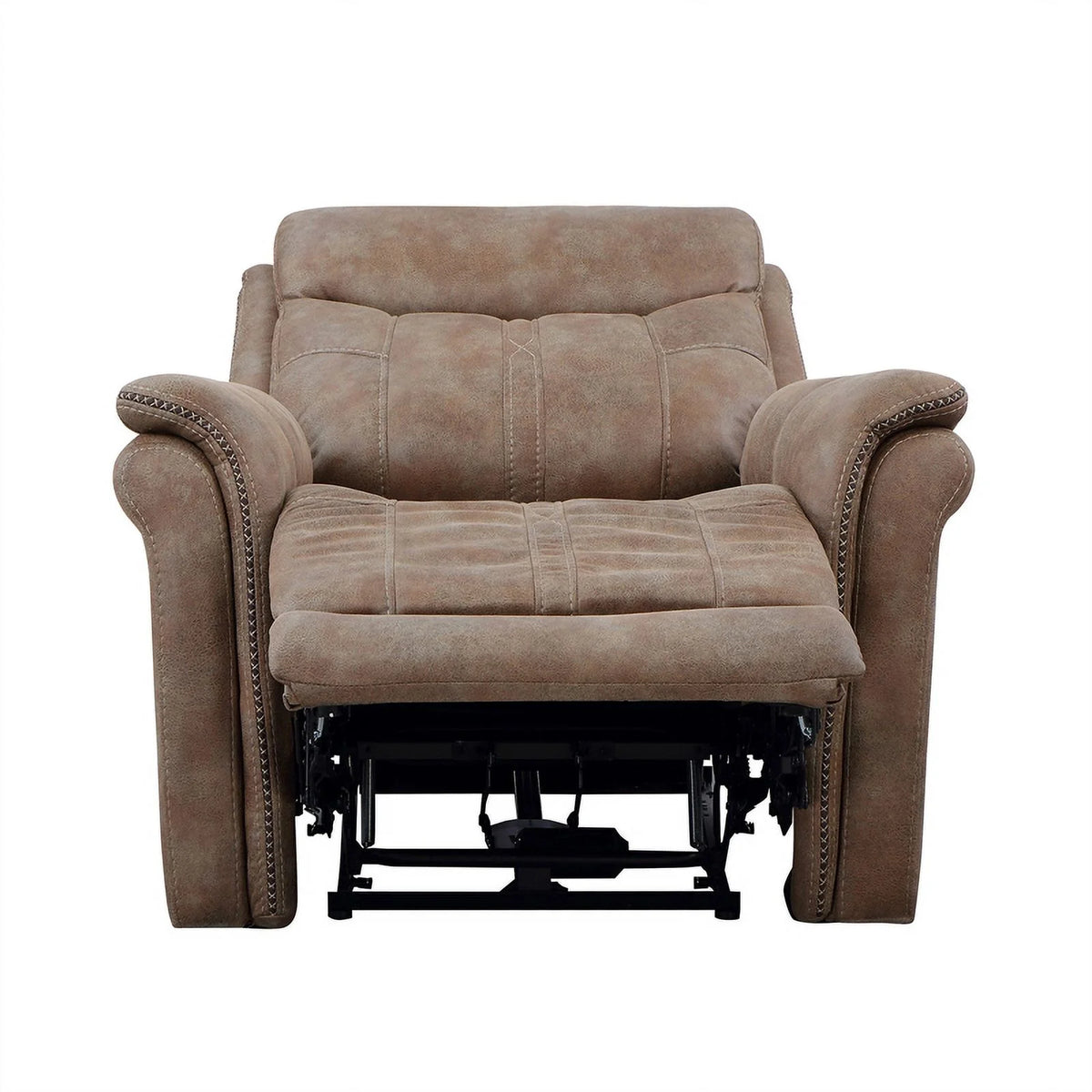 Camel Brown Polyester Faux Suede Leather Power Recliner B724657