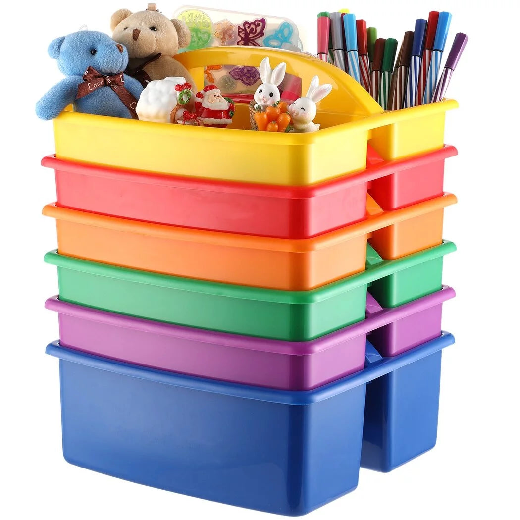Plastic Organizer with Handle, 3 Compartments, Assorted Colors G85128