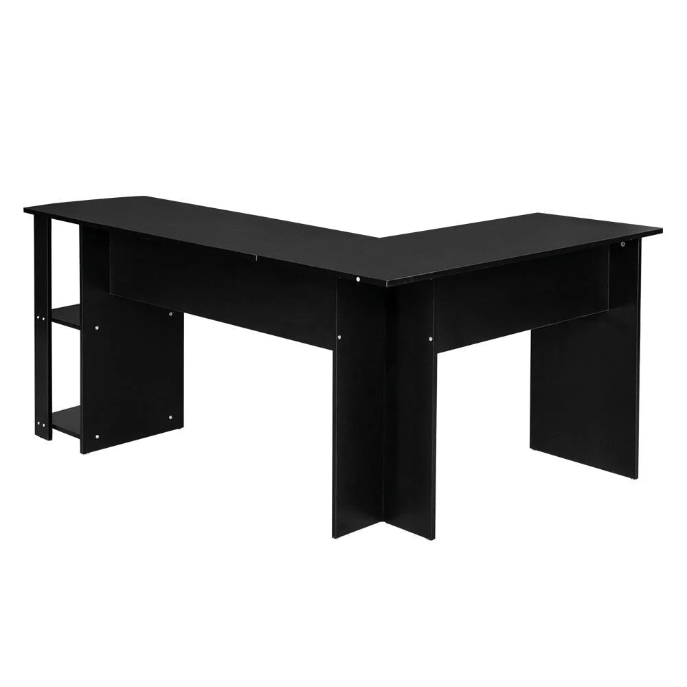L Shaped Wood Corner Desk with Bookshelves I34616