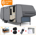 6 Layers Top 5th Wheel RV Cover Anti-UV Camper Cover Breathable Rip-Stop with 2Pcs Extra Straps & Gutter Spout Covers G888